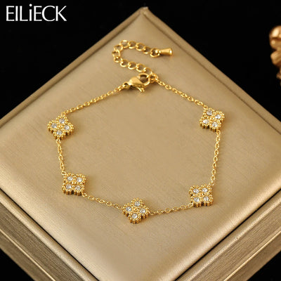 Twinklins Stainless Steel Flower Clover Bracelet for Women – Waterproof