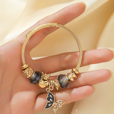 Elegant Stainless Steel Beaded Heart Bracelet for Women – Perfect Gift