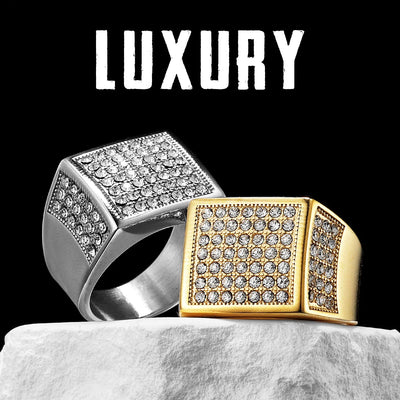Square Men’s Ring – Bold Hip Hop Stainless Steel Fashion