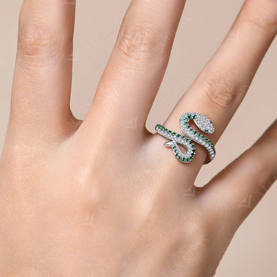 GEMS Snake Moissanite Ring – D VVS1 Diamond S925 Silver Unisex Wedding Jewelry
