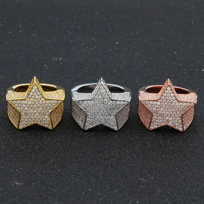 Milangirl Hip Hop Five Star Ring – Unisex Rhinestone Pentagram Party Jewelry